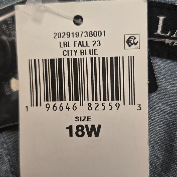 Lauren Ralph Lauren Plus Size One-Button Denim Blazer City Blue Wash Y2K NWT - Picture 10 of 14